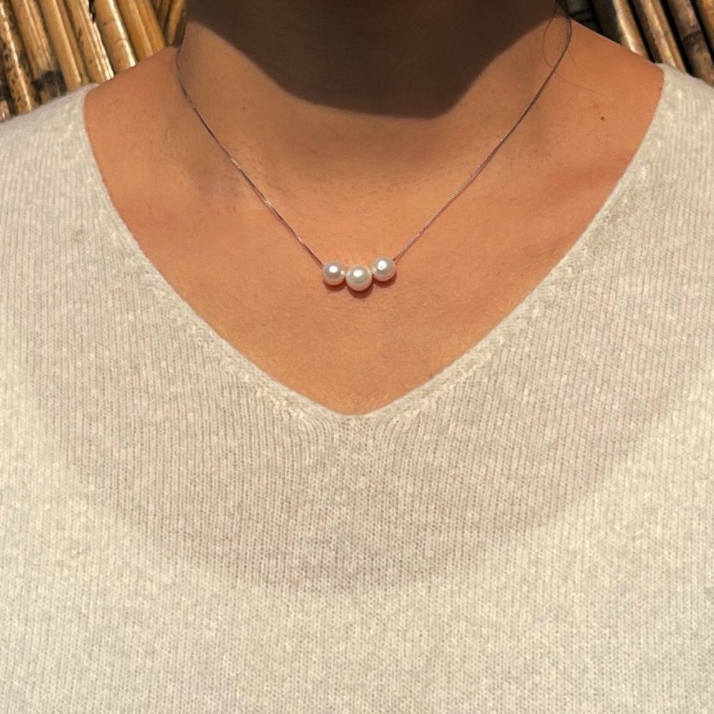 Tripele Freshwater Pearl Necklace - Timeless Elegance in S925 Sterling Silver!